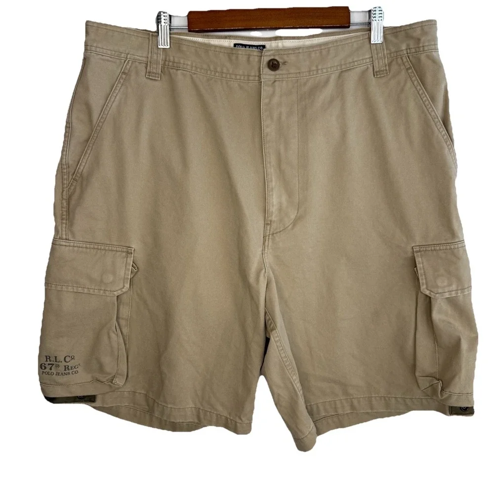 VTG Polo‎ Jeans Co Ralph Lauren Military Surplus Cargo Shorts Mens 40x10 Beige